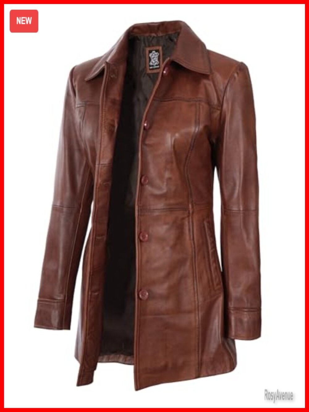 Real Lambskin Leather Car Coat Button Closure Shirt Collar Womens